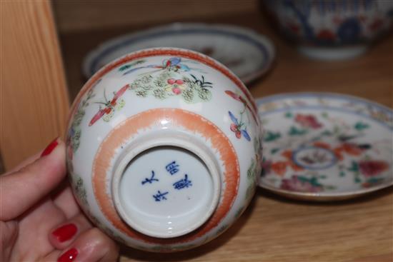 Two Chinese porcelain bowls and saucer and a Japanese dish